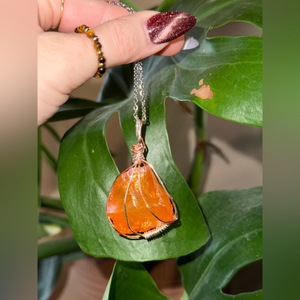 Statement Orange Aura Quartz Crystal - image 2